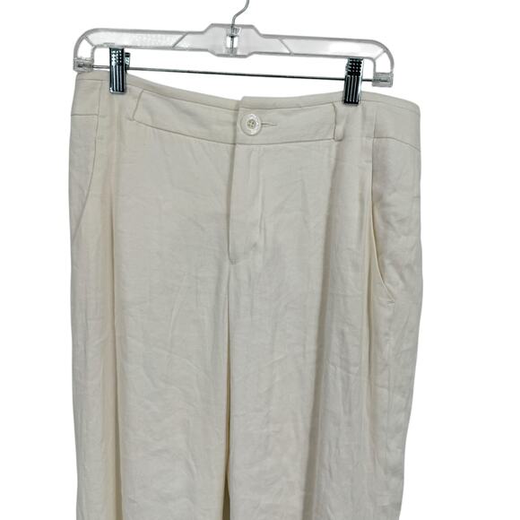 CAbi Everly Pant Linen Rayon NEW SZ 8L Womens White Beach Comfort Resort Summer - Picture 2 of 9